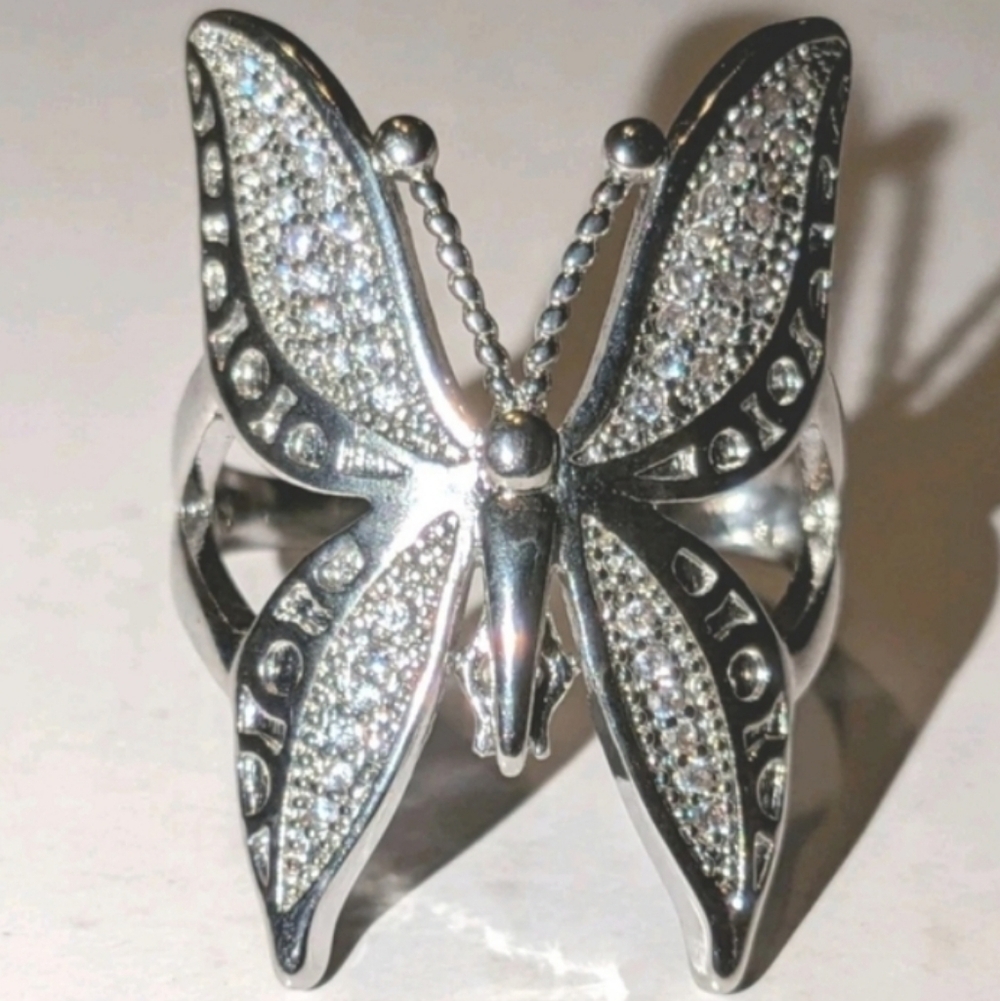 Elegant 925 Sterling Silver Butterfly Open Ring